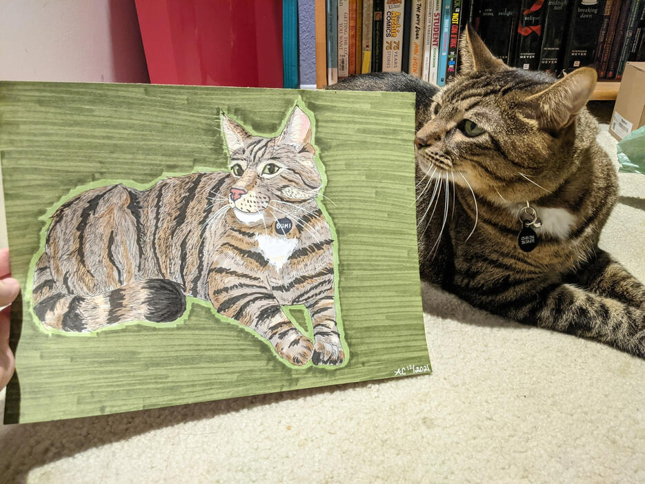 Bumi with his portrait